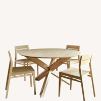 Ethnicraft Oak Dining Table + 4 Chairs