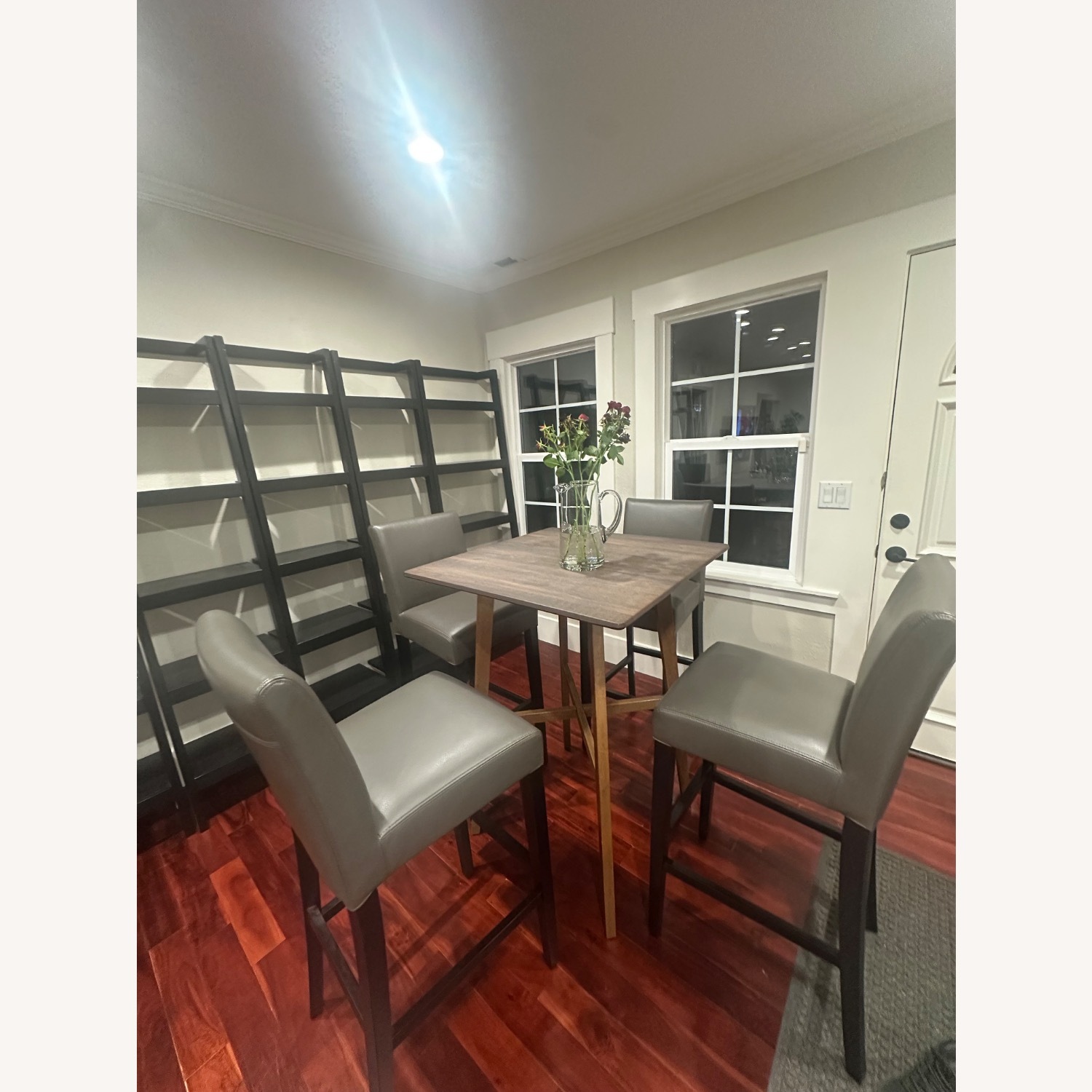 Crate & Barrel Dark Gray Leather Dining Chairs - image-1