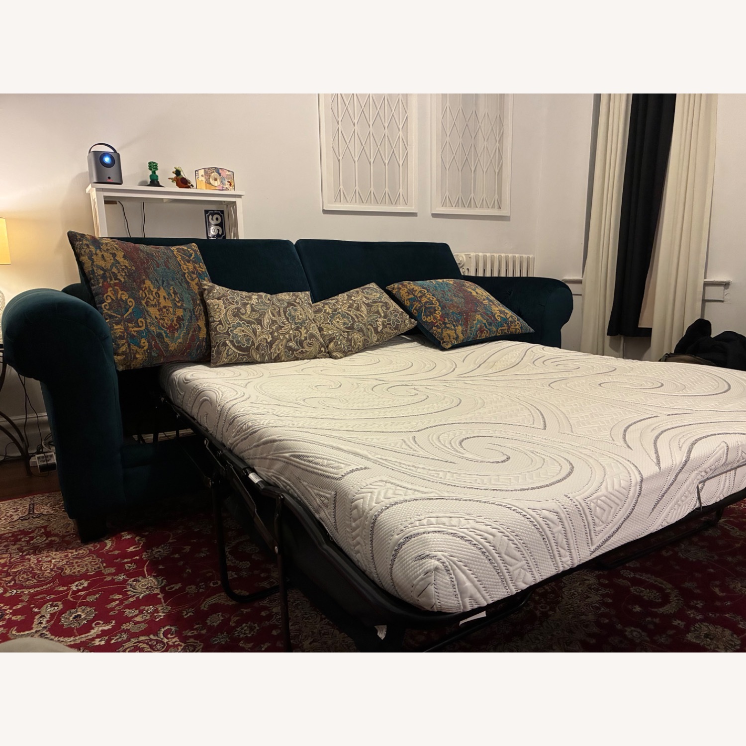 Queen Sleeper Sofa with Vintage Style Pillows - image-5