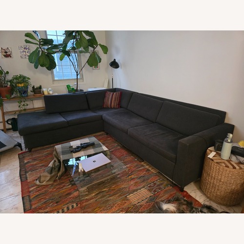 Used Jennifer Convertibles Blue Fabric Sleeper Sofa for sale on AptDeco