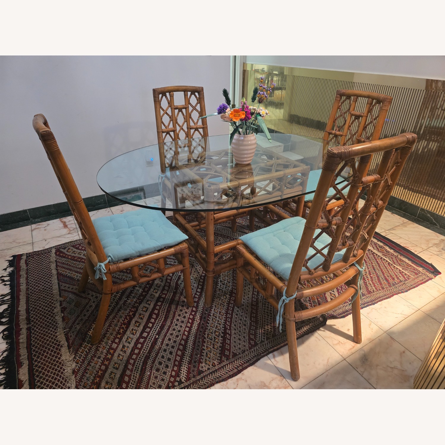 Antique Natural Wood Dining Set - image-4