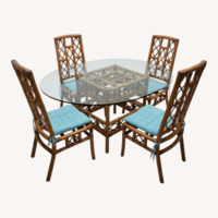 Antique Natural Wood Dining Set