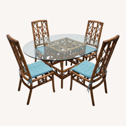 Used Antique Natural Wood Dining Set for sale on AptDeco
