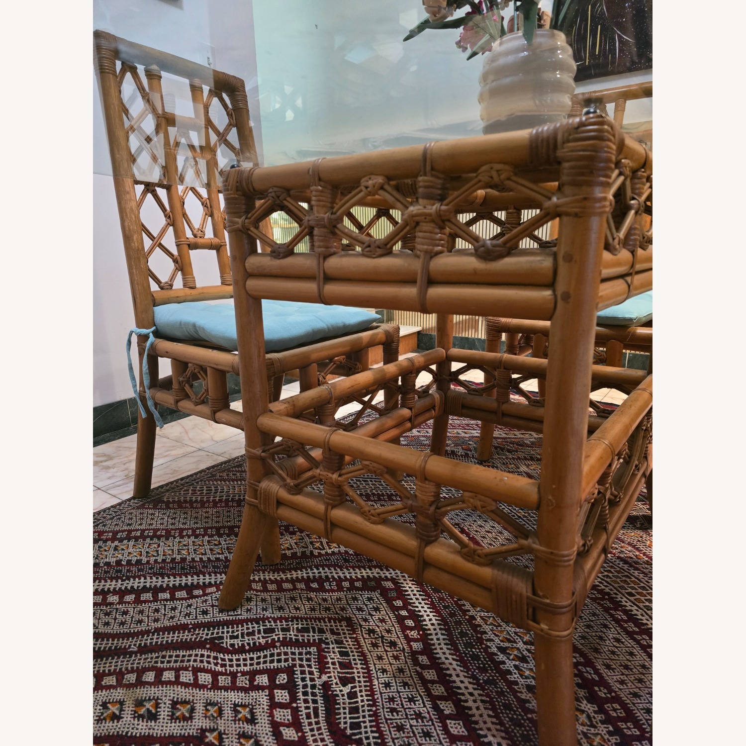 Antique Natural Wood Dining Set - image-5