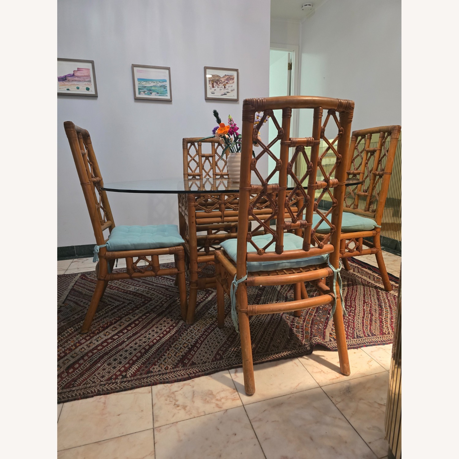 Antique Natural Wood Dining Set - image-1