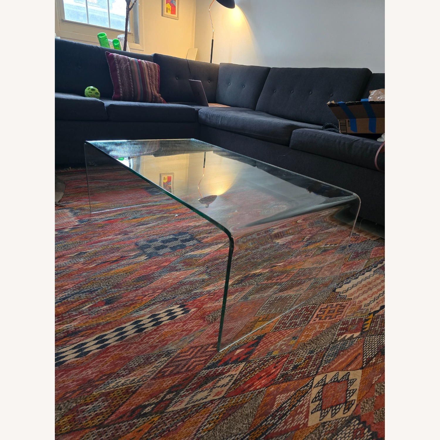 Midcentury Postmodern Glass Waterfall Coffee Table - image-1