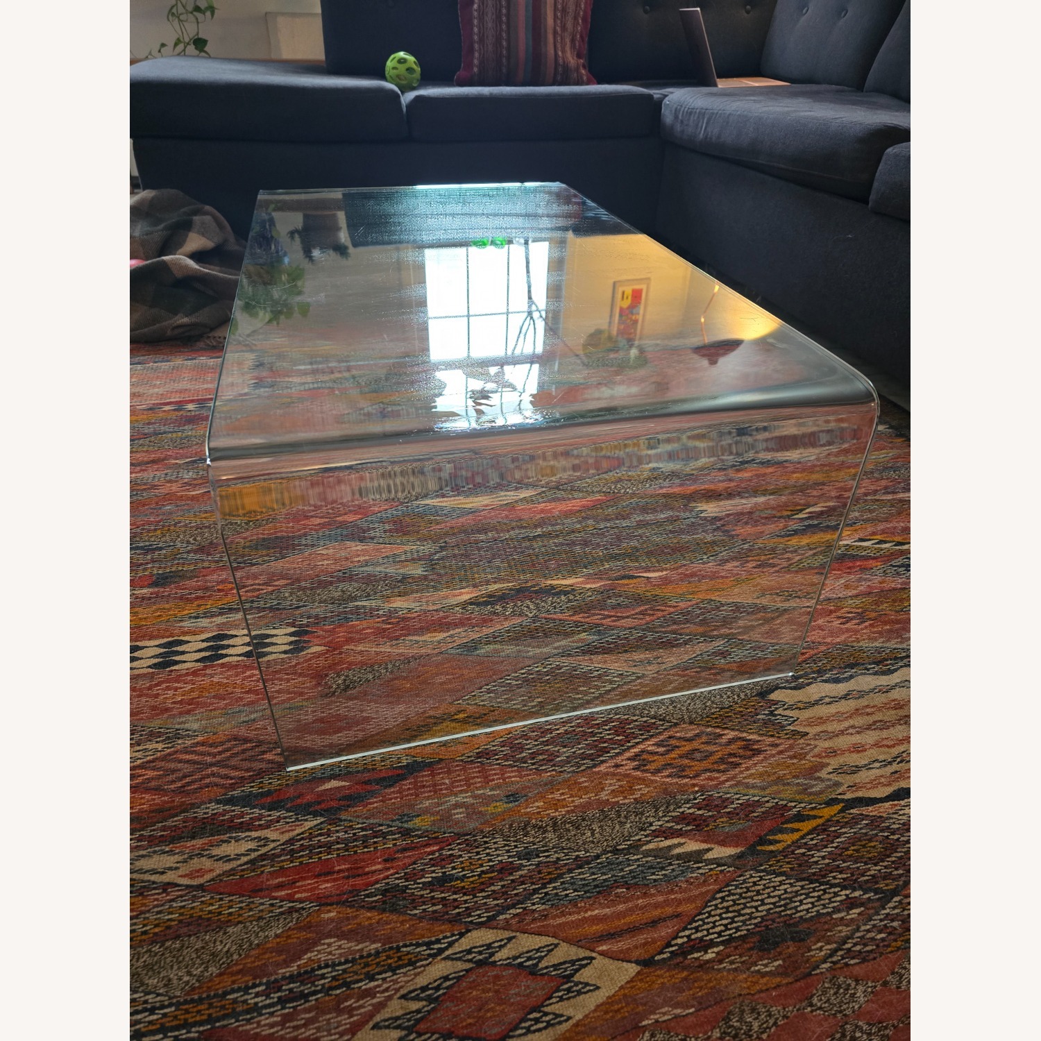 Midcentury Postmodern Glass Waterfall Coffee Table - image-3