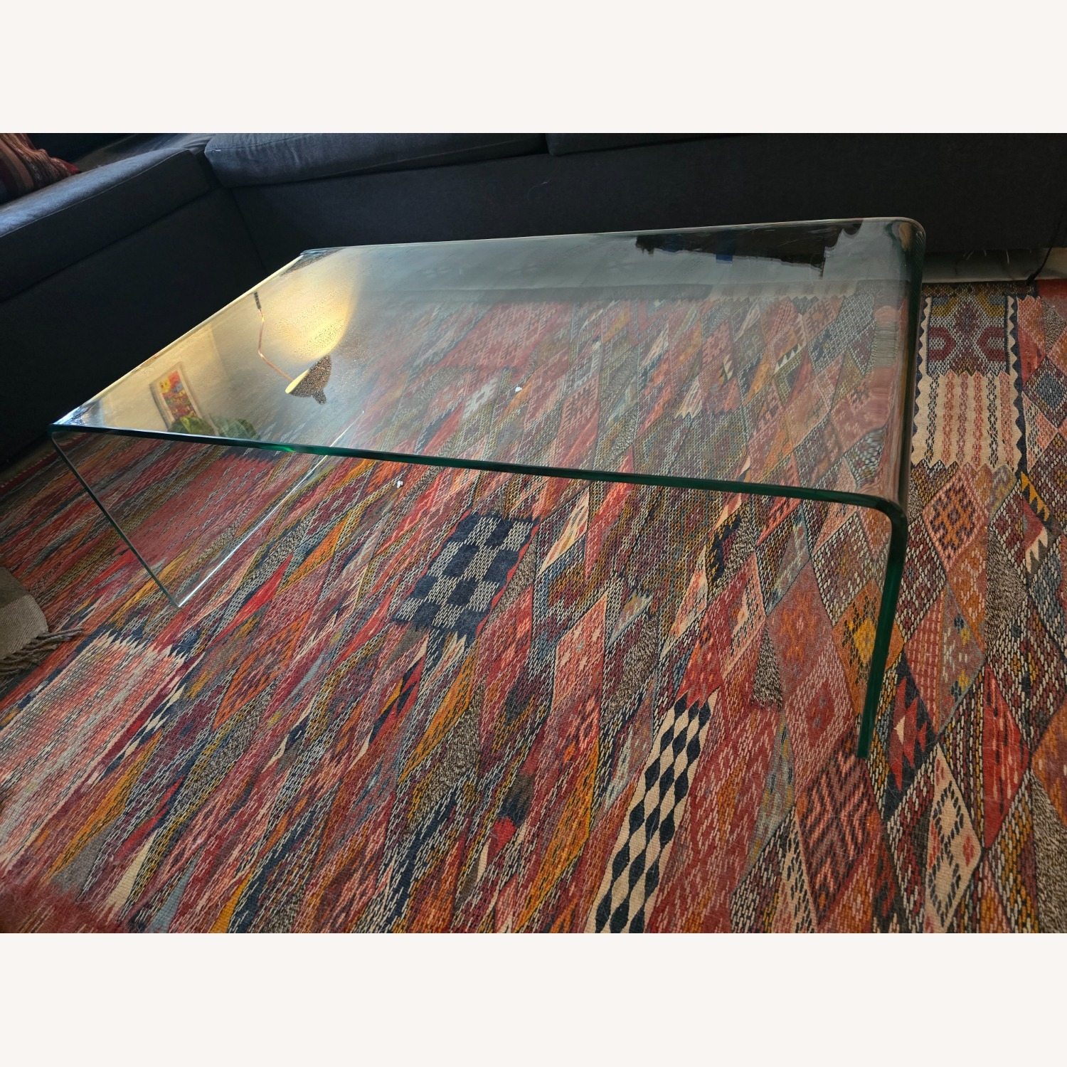 Midcentury Postmodern Glass Waterfall Coffee Table - image-2