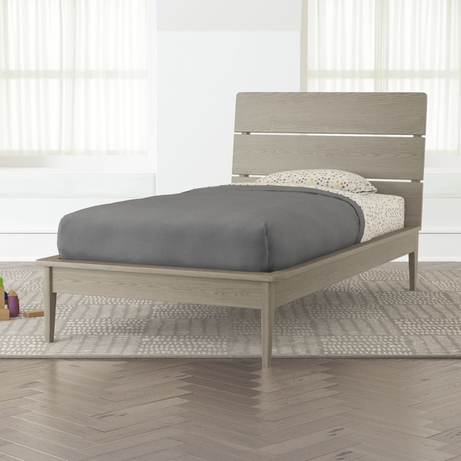 Crate & Kids Wrightwood Light Gray Wood Twin Bed - image-5