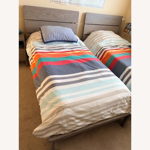 Used Crate & Kids Wrightwood Light Gray Wood Twin Bed for sale on AptDeco