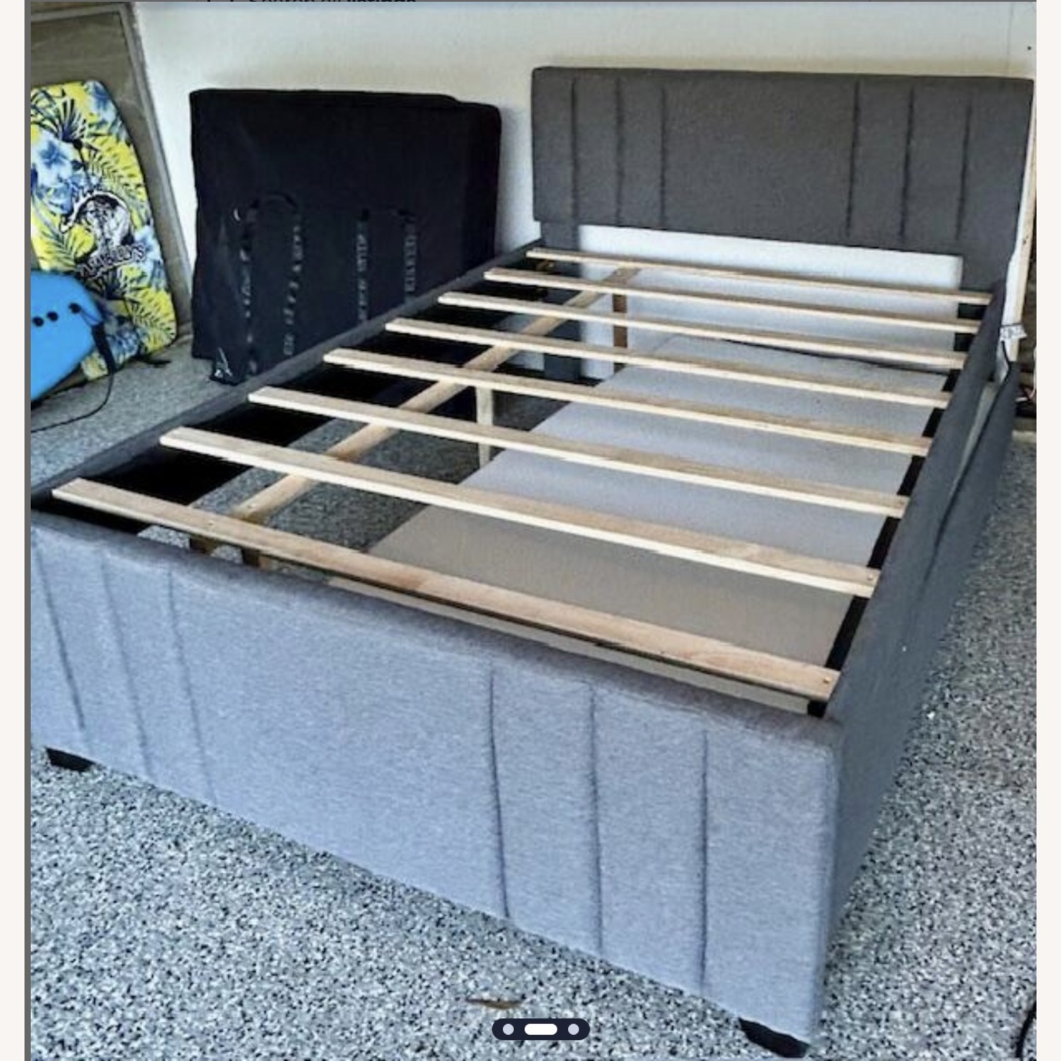 Light Gray Fabric Twin Bed - image-2