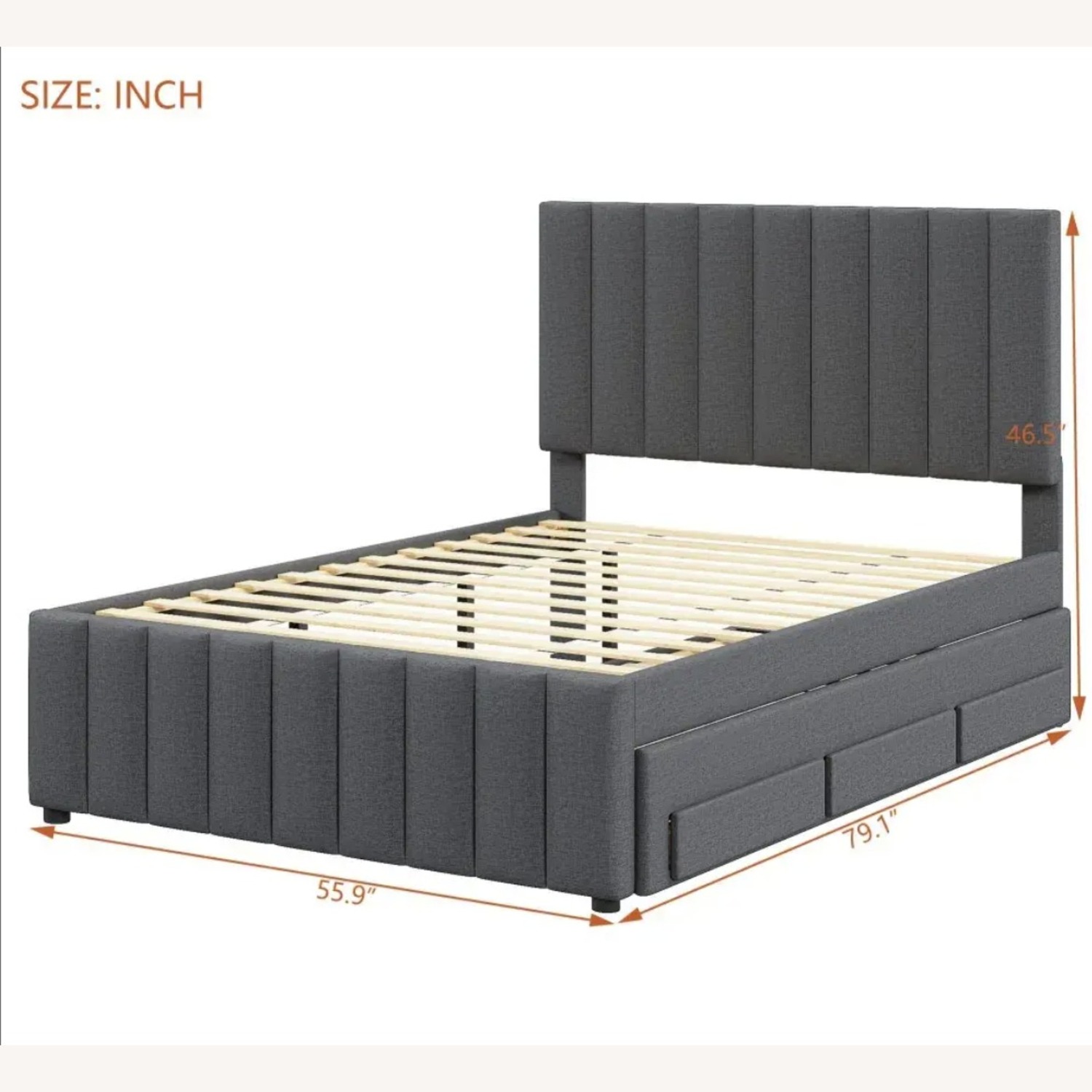 Light Gray Fabric Twin Bed - image-3