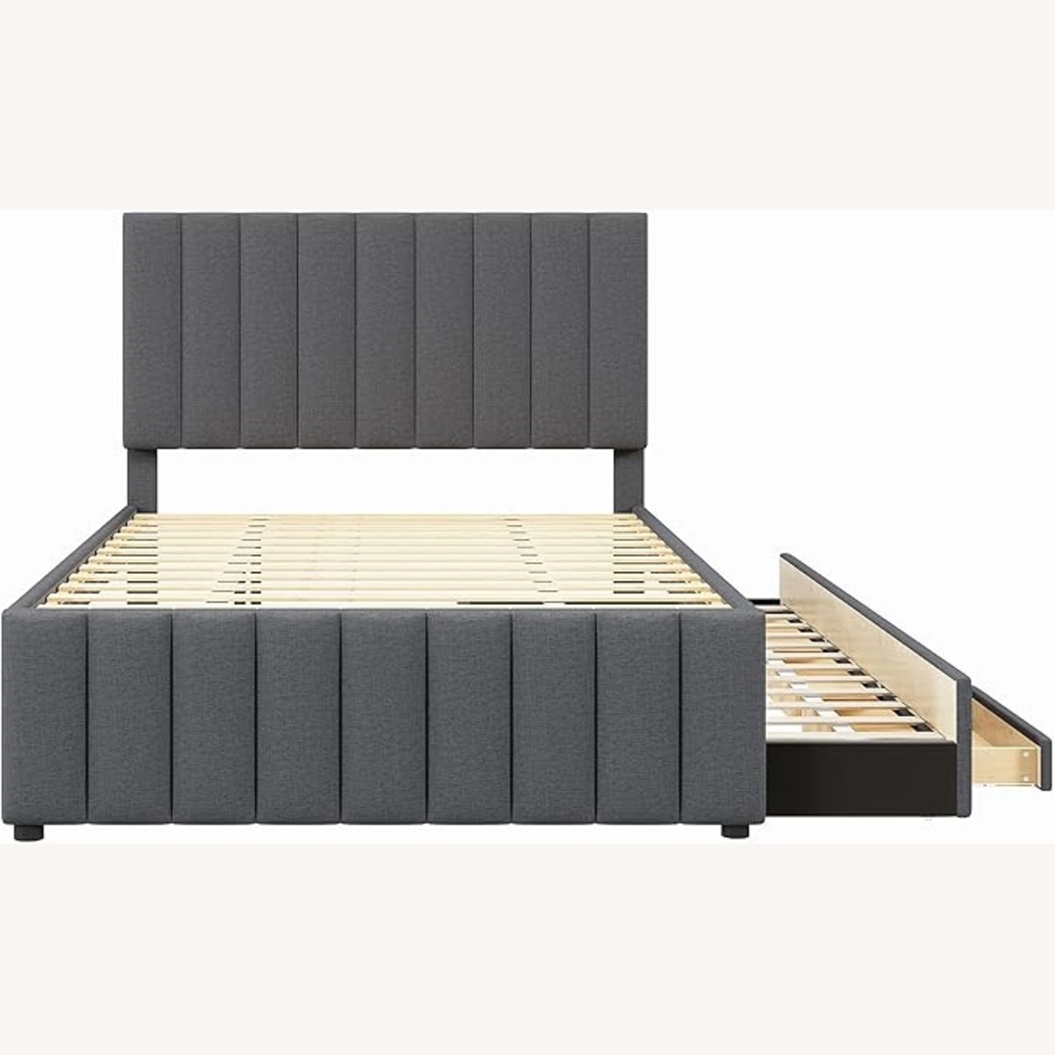 Light Gray Fabric Twin Bed - image-4