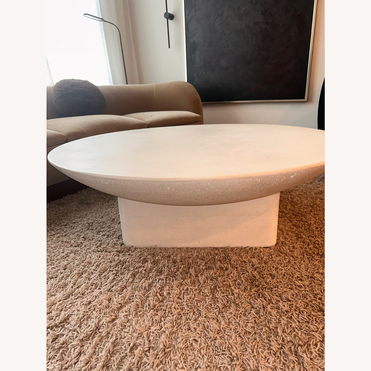 Crate & Barrel White Sayulita Ivory Concrete Table - image-9