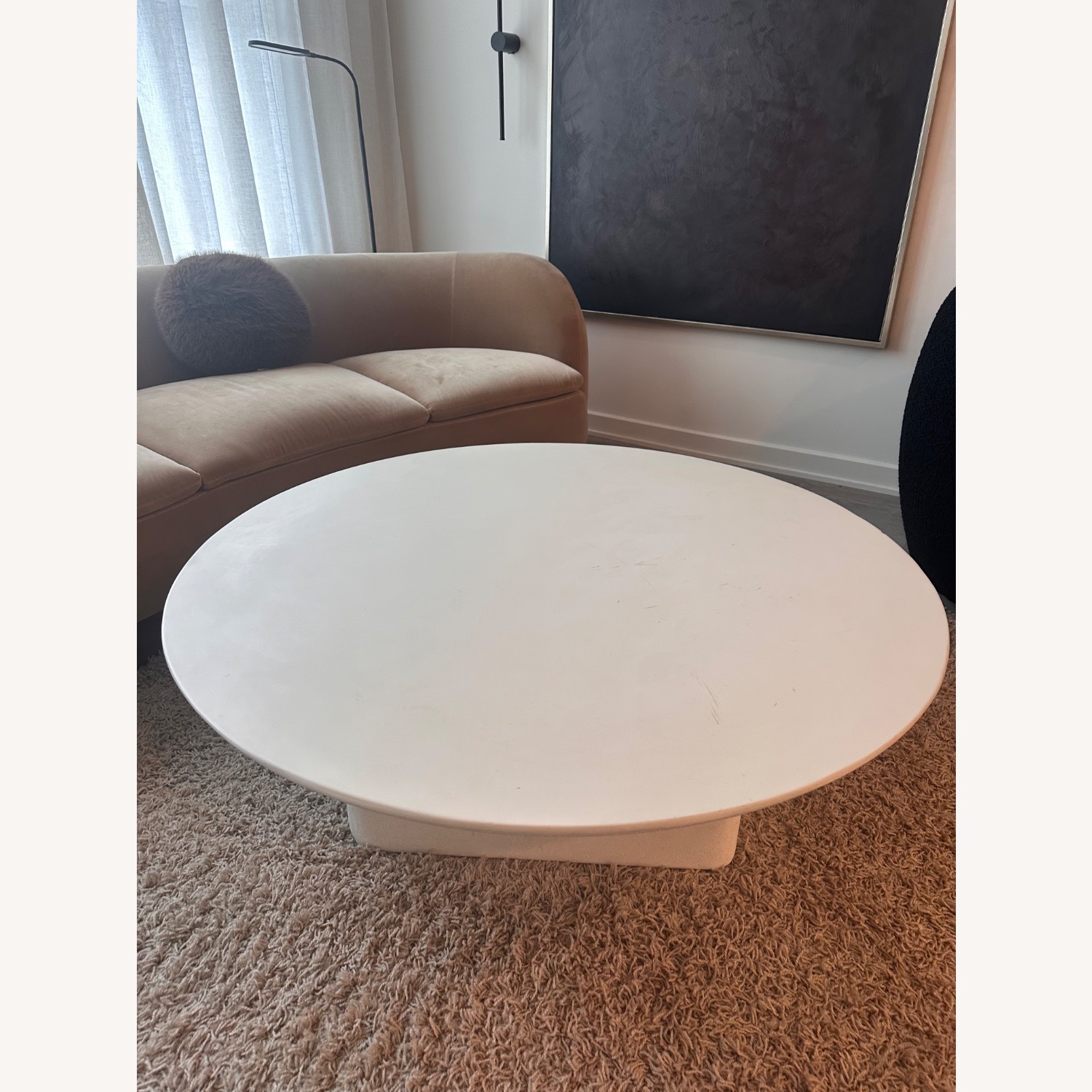 Crate & Barrel White Sayulita Ivory Concrete Table - image-3