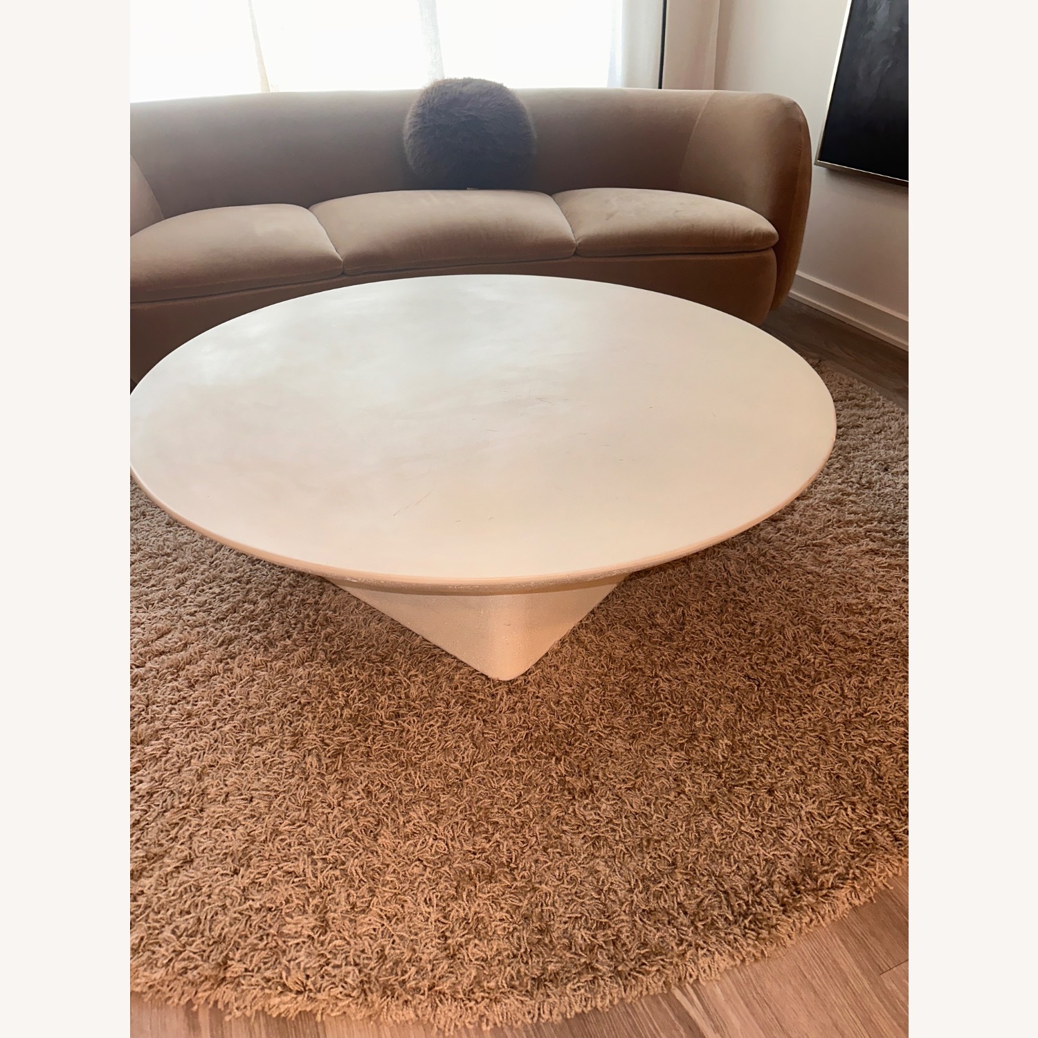 Crate & Barrel White Sayulita Ivory Concrete Table - image-1