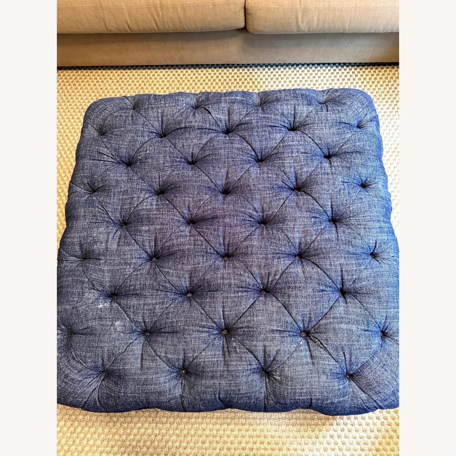 Arhaus Elsa Square Tufted Ottoman – Denim Linen - image-2