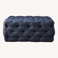 Arhaus Elsa Square Tufted Ottoman – Denim Linen