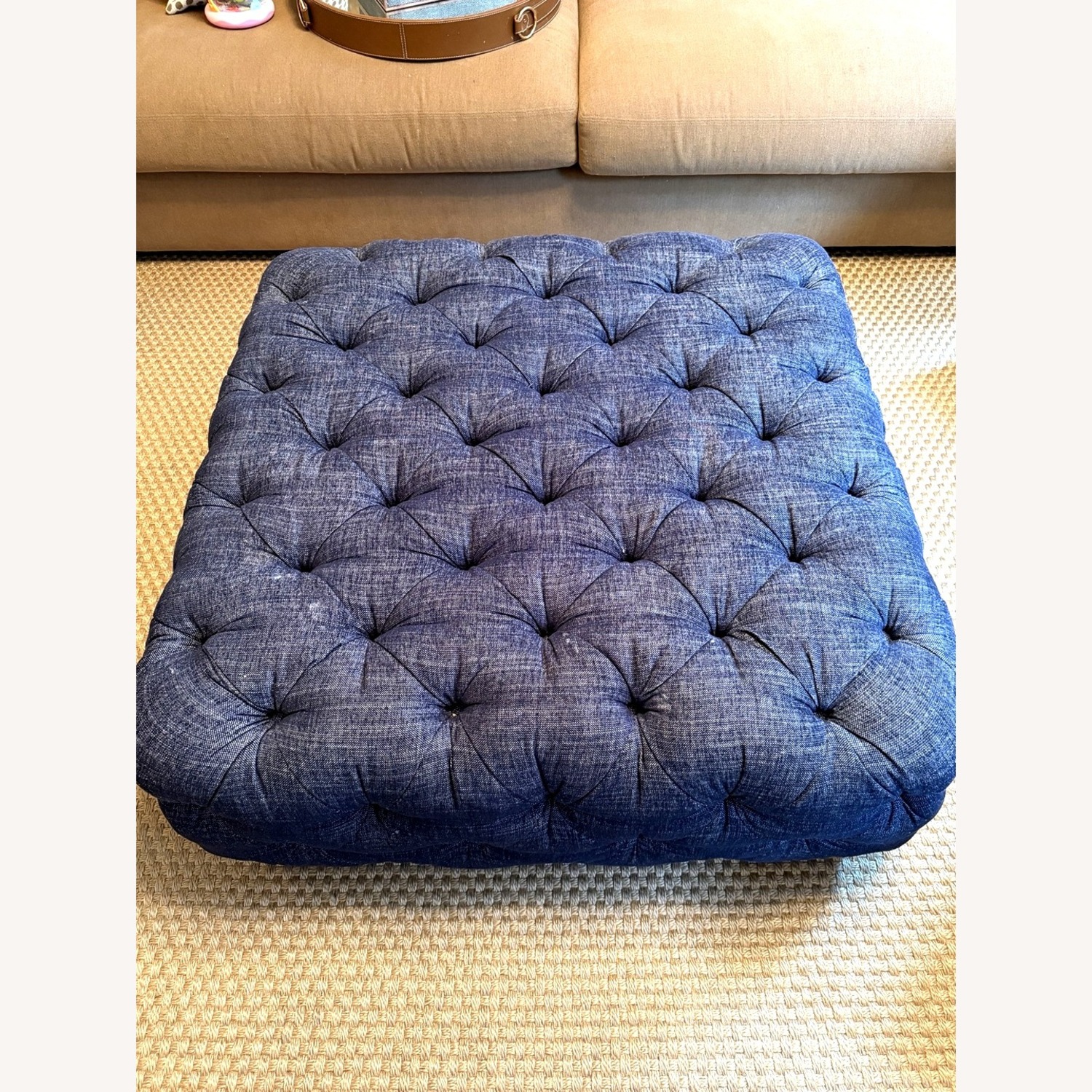 Arhaus Elsa Square Tufted Ottoman – Denim Linen - image-5