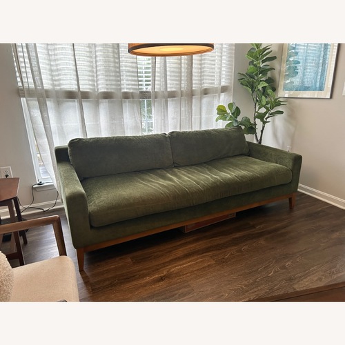 Used Poly and Bark Zyon Green Velvet 3+ Seater Sofa for sale on AptDeco