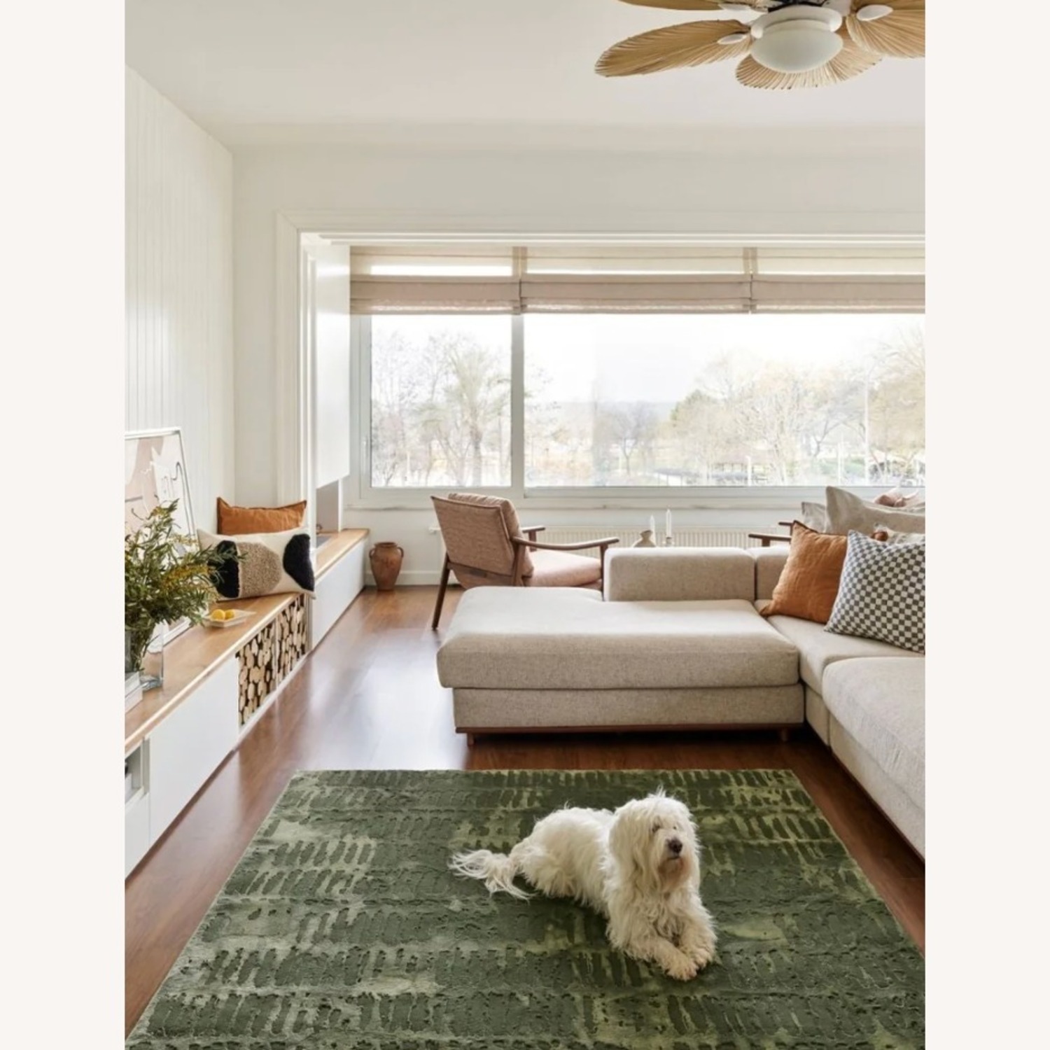 Revival Washable Rug in Evergreen 5' x 8' - image-3