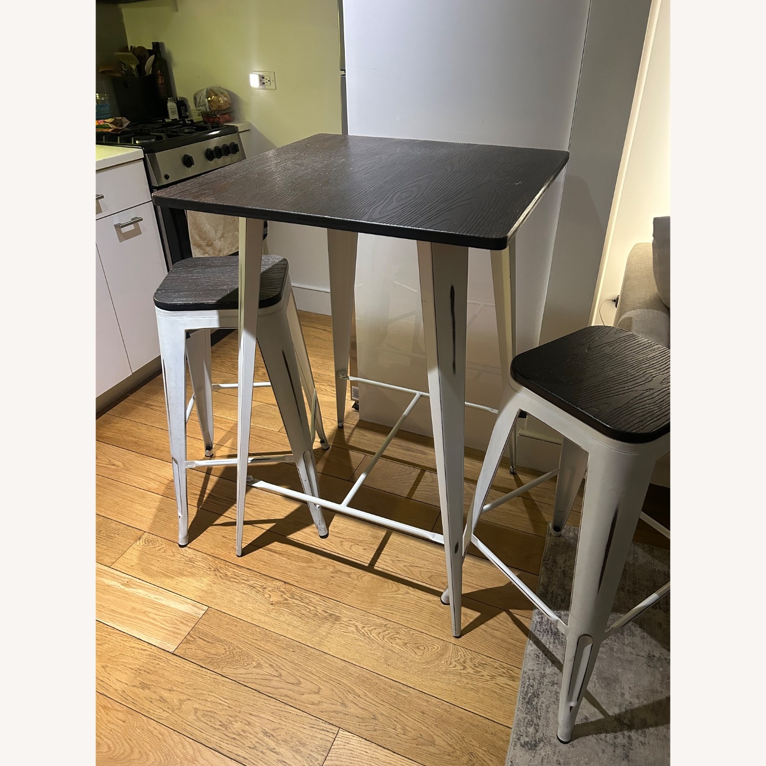 Dark Brown Metal/Wood Dining Set - image-1