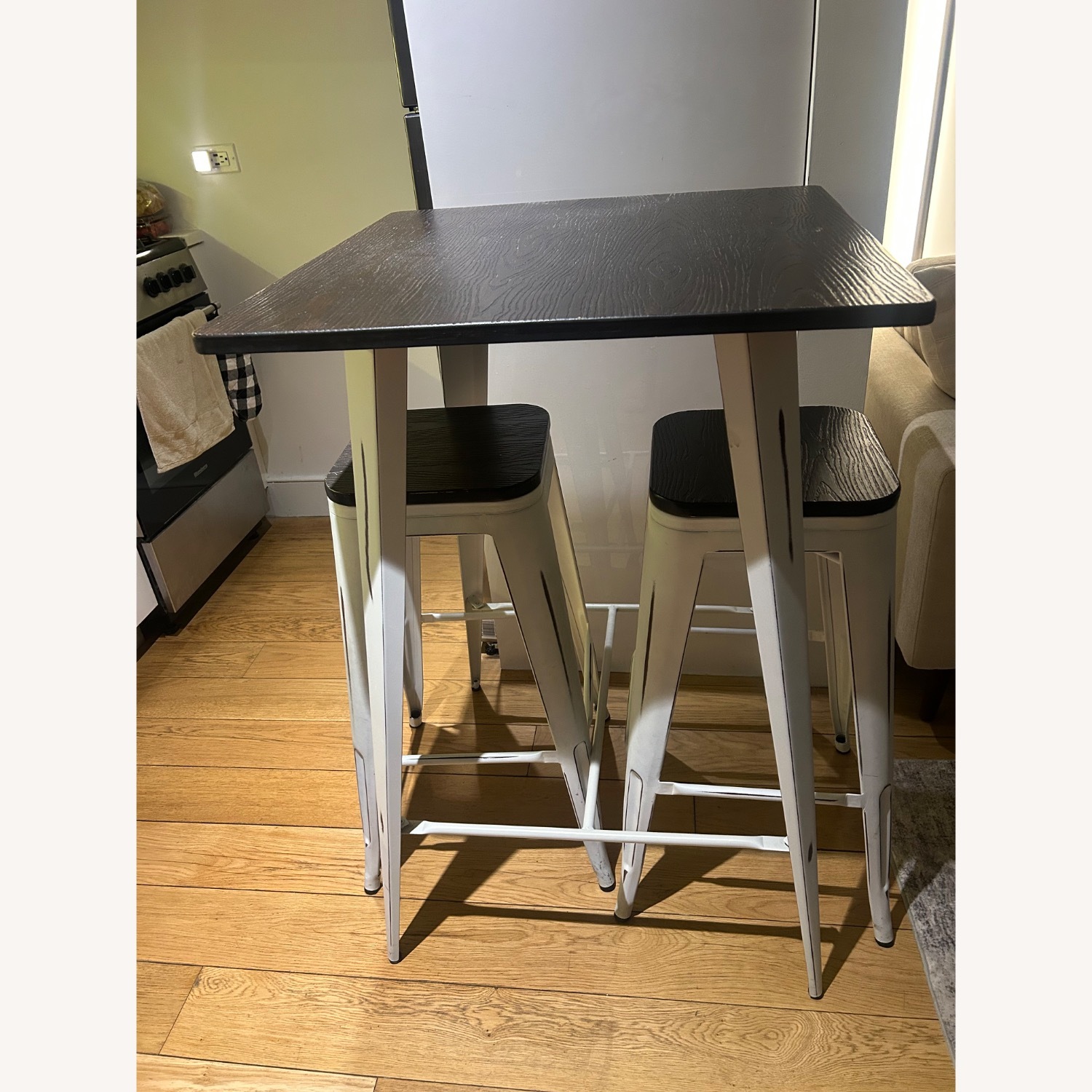 Dark Brown Metal/Wood Dining Set - image-2