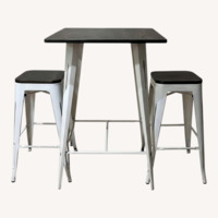 Dark Brown Metal/Wood Dining Set