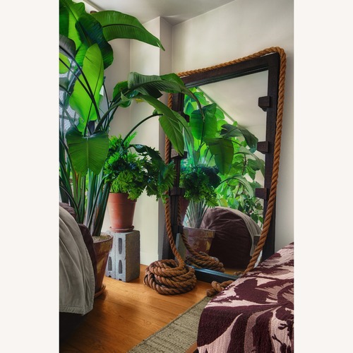 Used Crate & Barrel Stilt Dark Brown Wood Floor Mirror 44"x81" for sale on AptDeco