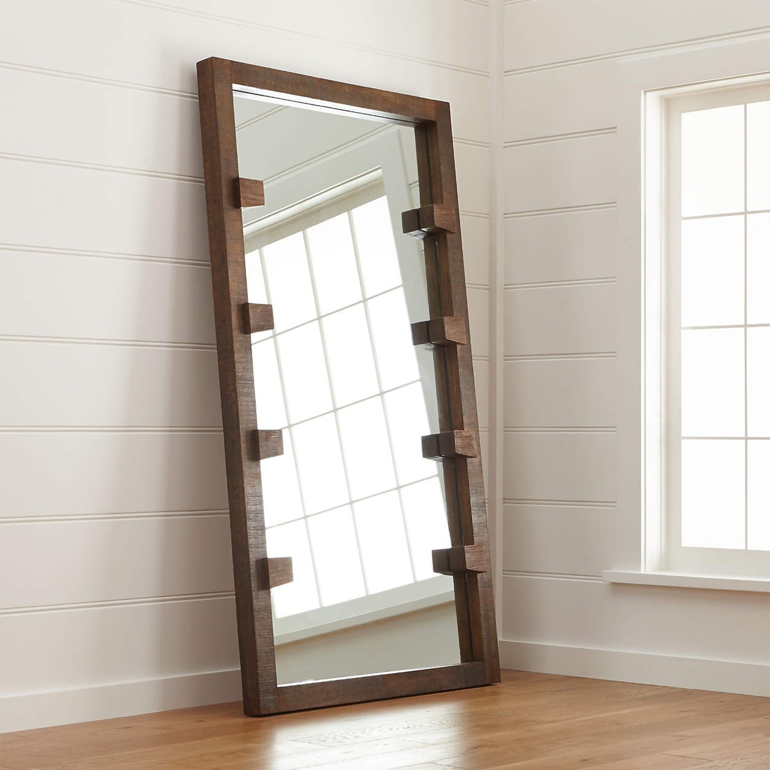 Crate & Barrel Stilt Dark Brown Wood Floor Mirror 44"x81" - image-9