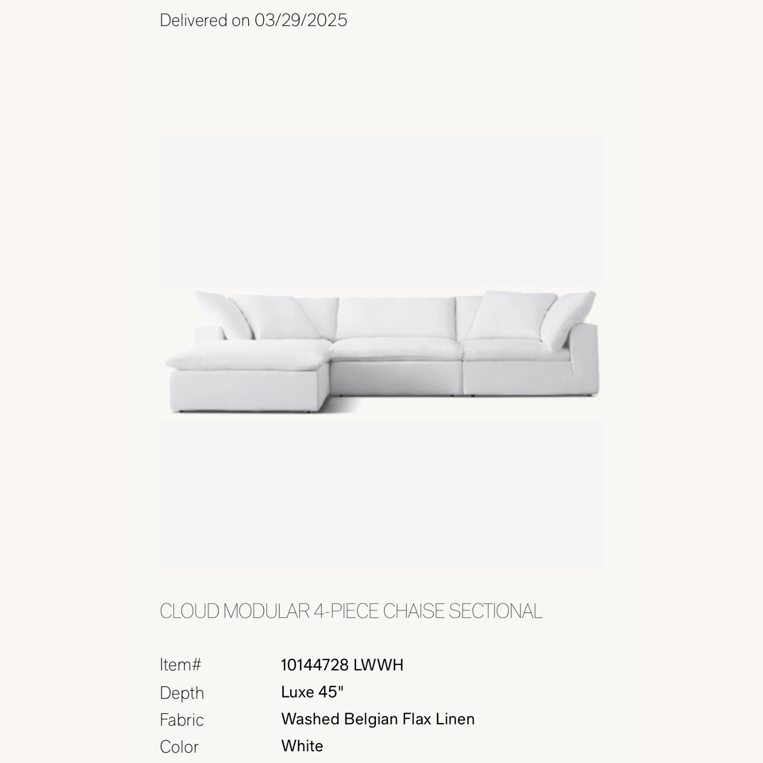 Restoration Hardware White 3+ Piece Sectional - image-4