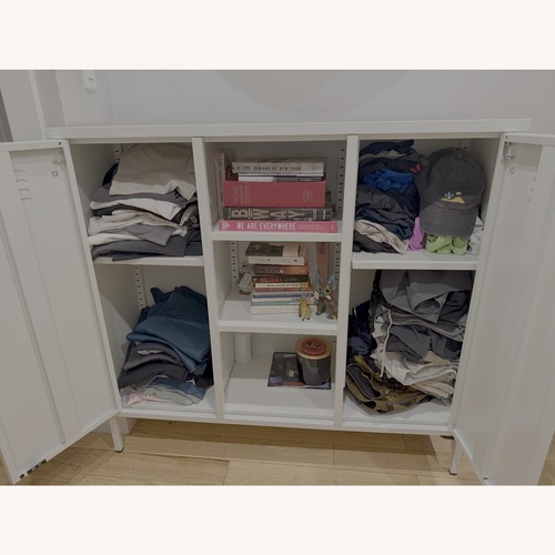 Used Gioia White Metal Storage Cabinet for sale on AptDeco