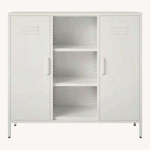 Used Gioia White Metal Storage Cabinet for sale on AptDeco