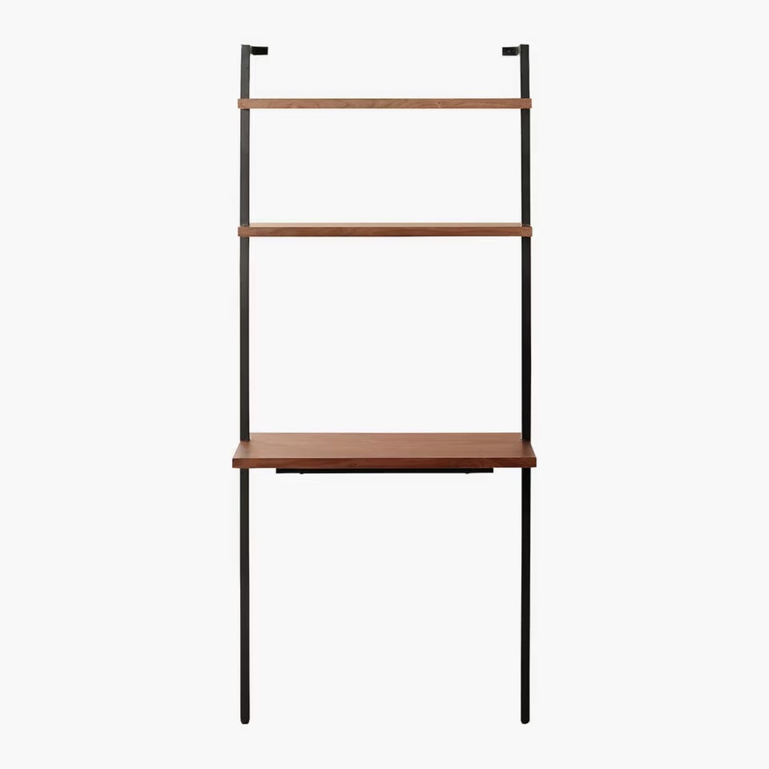 CB2 Helix Walnut Wood Wall Mount Desk with Shelves 70' - image-5