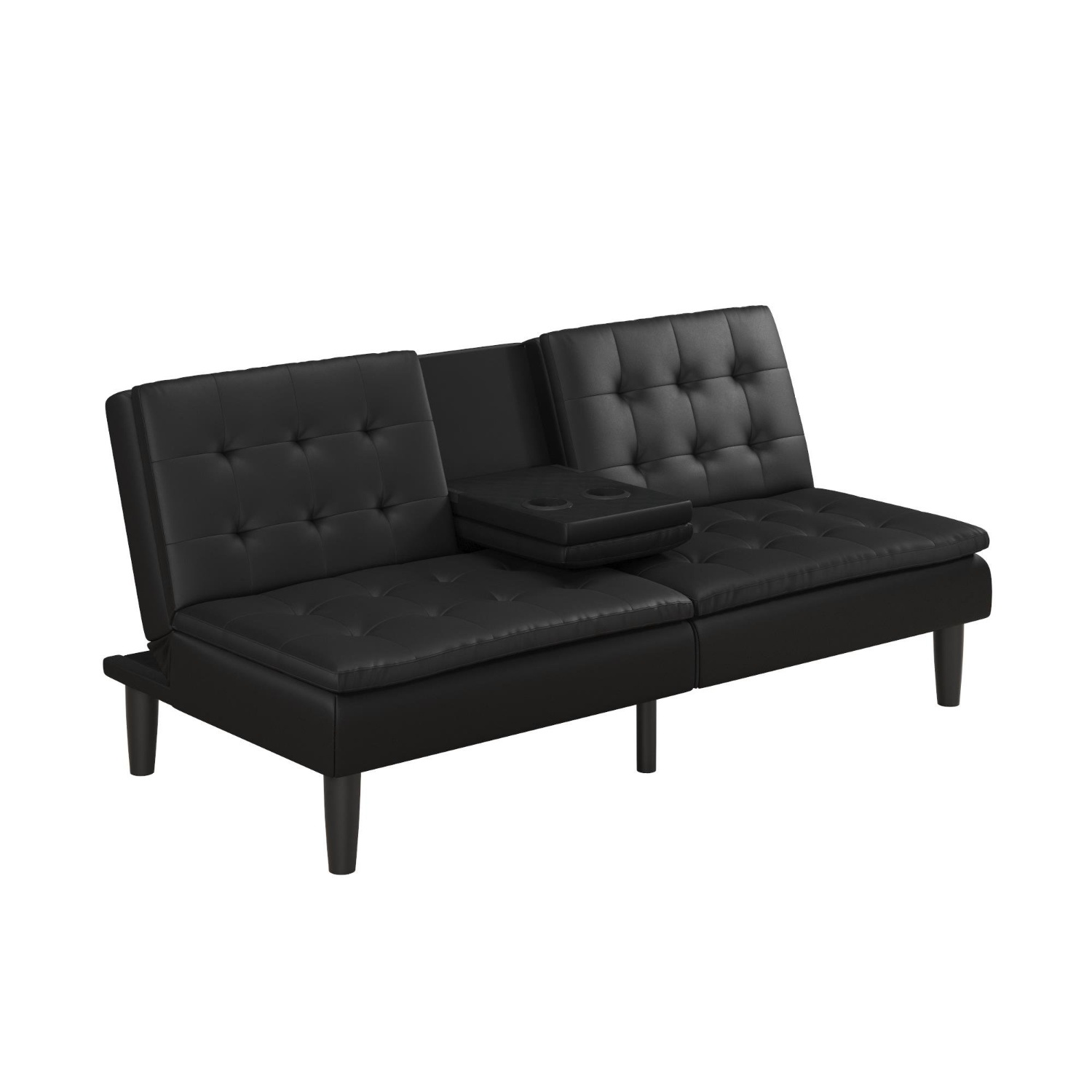 Walmart Mainstays Black Faux Leather Futon - image-4