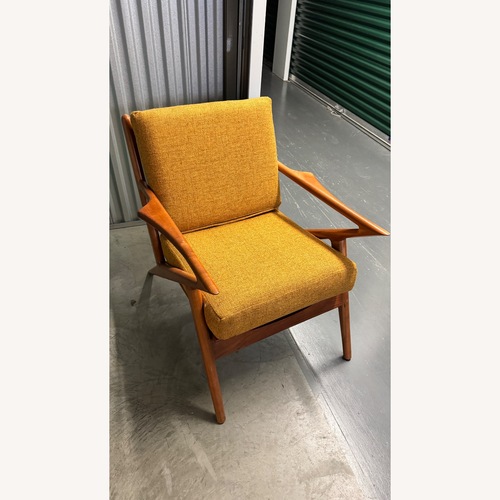 Used Joybird Soto Gold Wood Accent Chair for sale on AptDeco