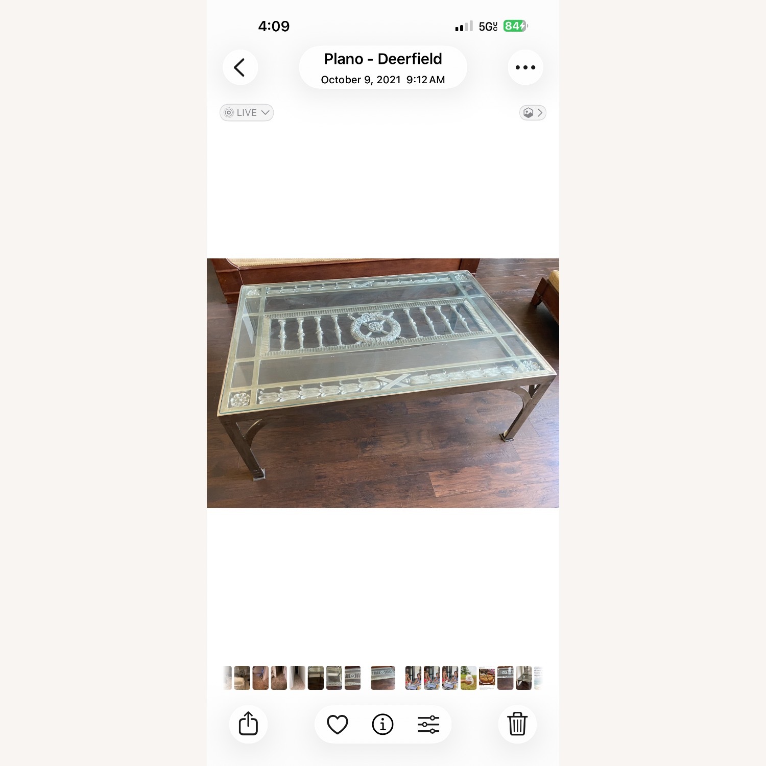 Vintage/Antique Silver Metal Coffee Table - image-2