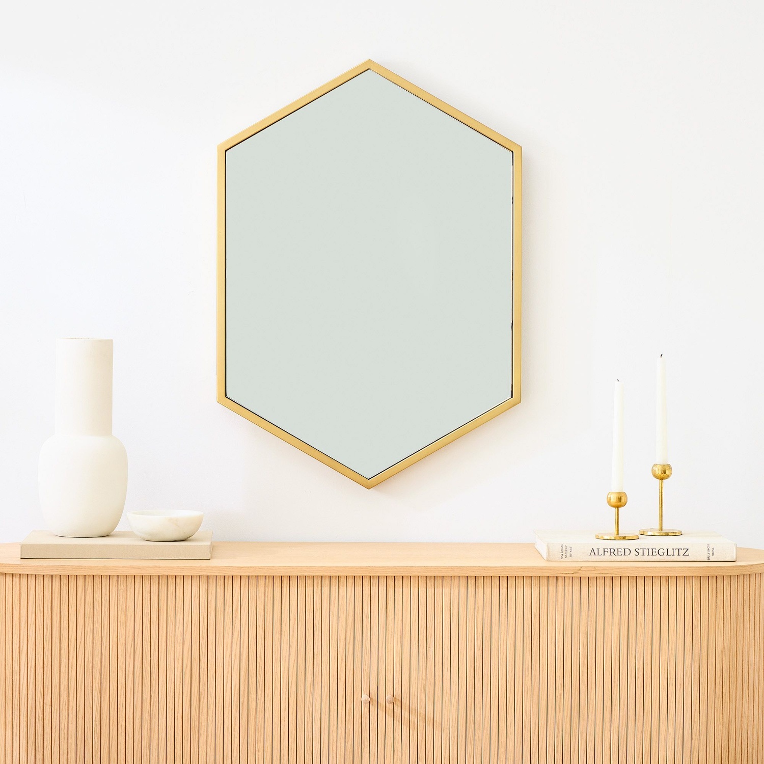 West Elm Metal Frame Hexagon Wall Mirror - image-4