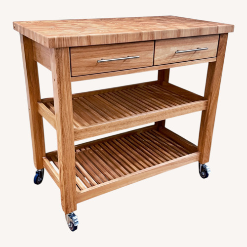 Used Solid Wood Kitchen Island Cart for sale on AptDeco