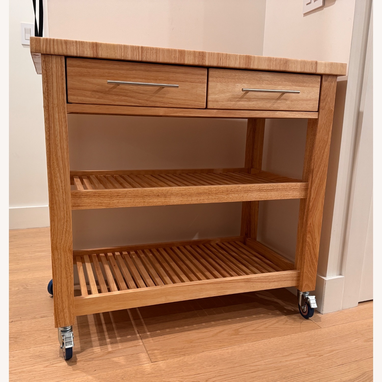 Solid Wood Kitchen Island Cart - image-2