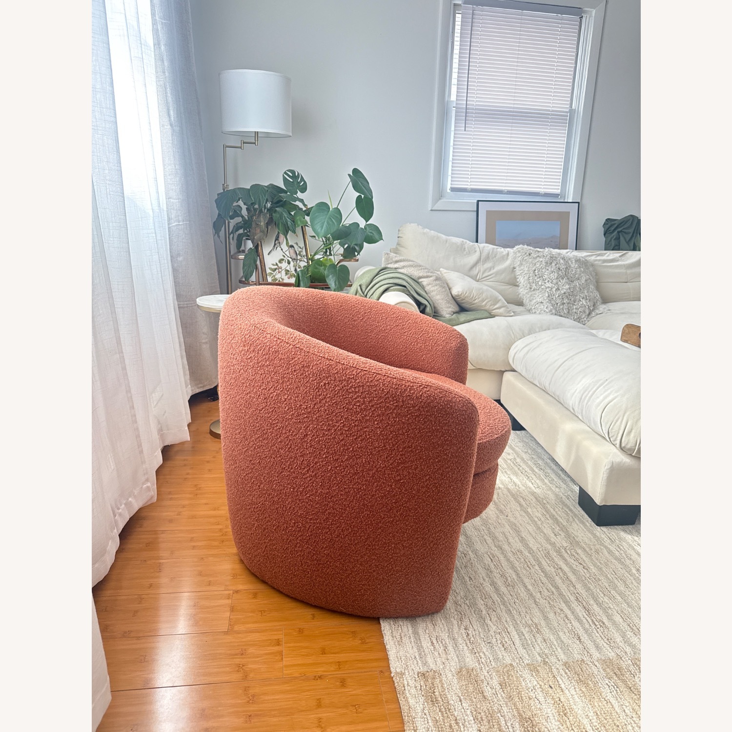 Terracotta Boucle Round Accent Chairs - image-3