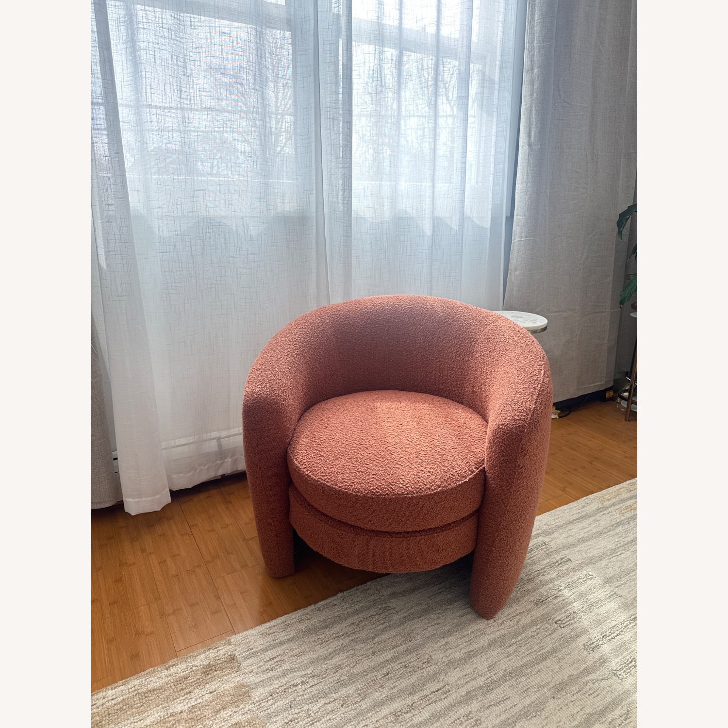 Terracotta Boucle Round Accent Chairs - image-1