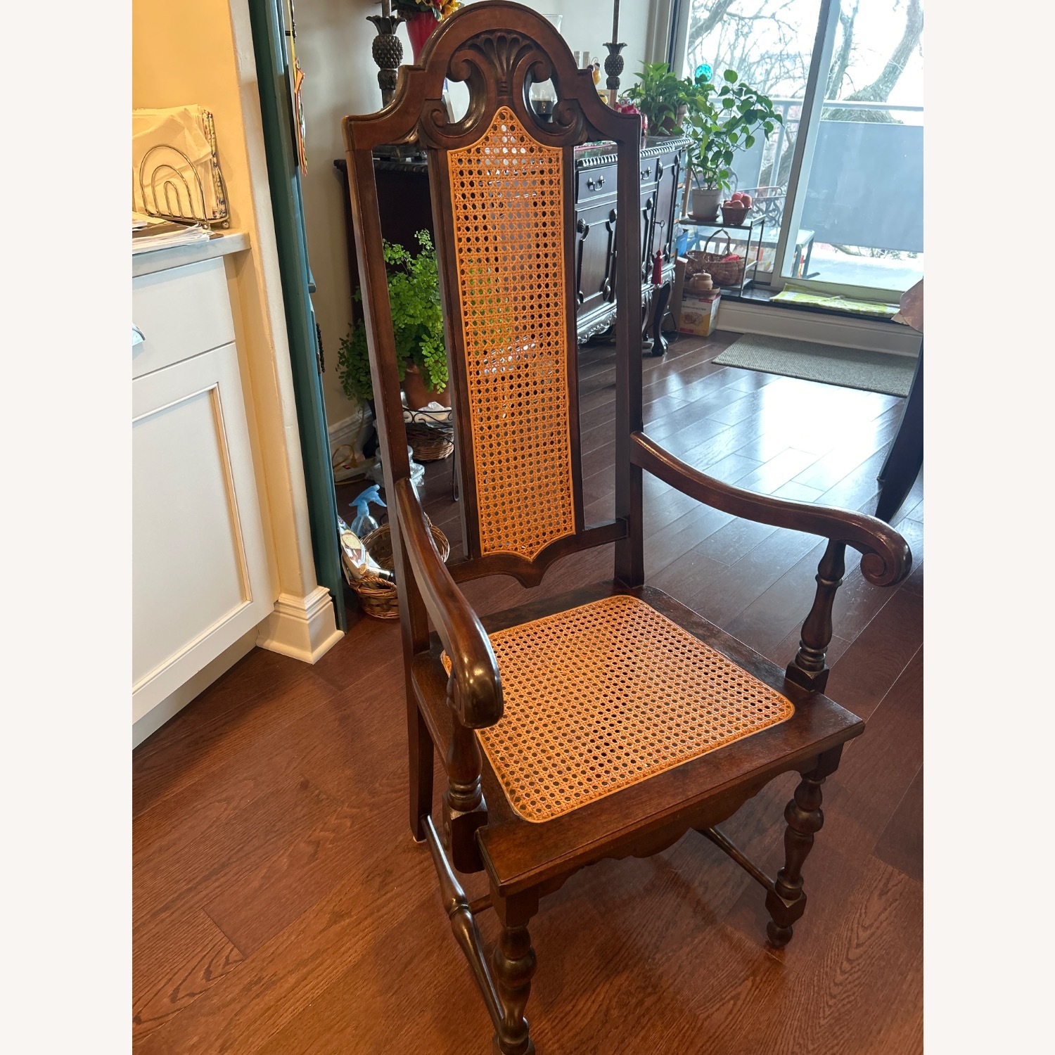 Antique Wood & Cane Dining/Accent Chair - image-1