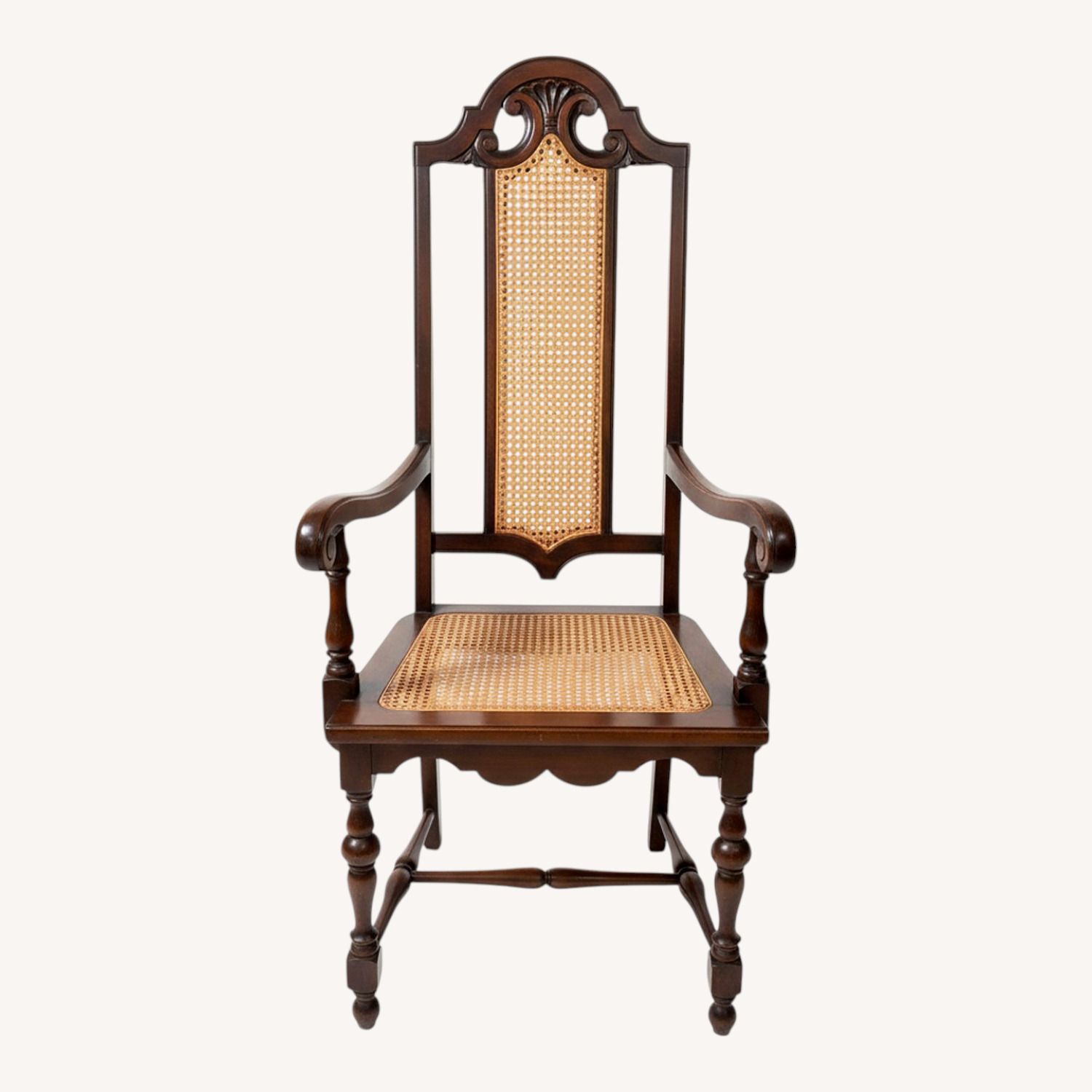 Antique Wood & Cane Dining/Accent Chair - image-0