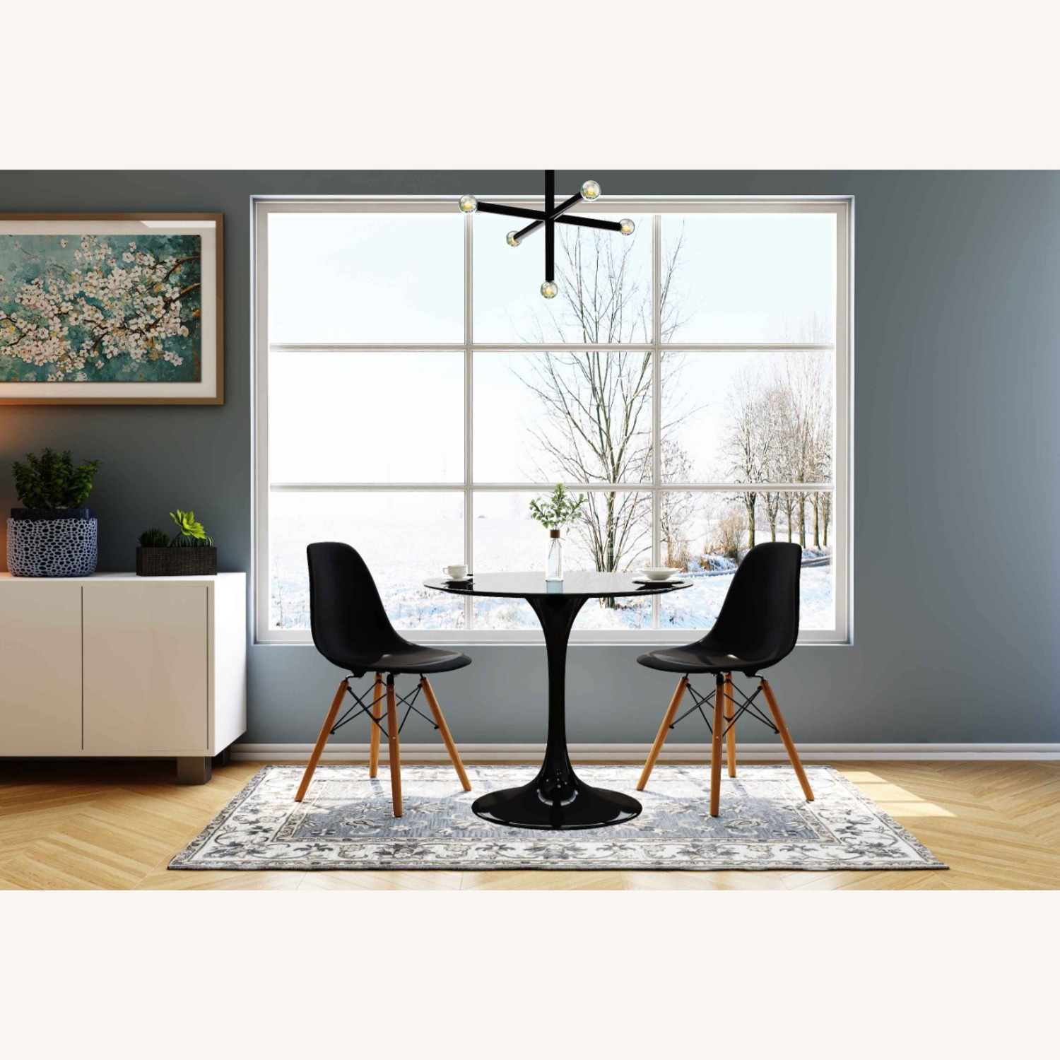 Tulip Fiberglass Dining Table , 36" Round Black - image-2