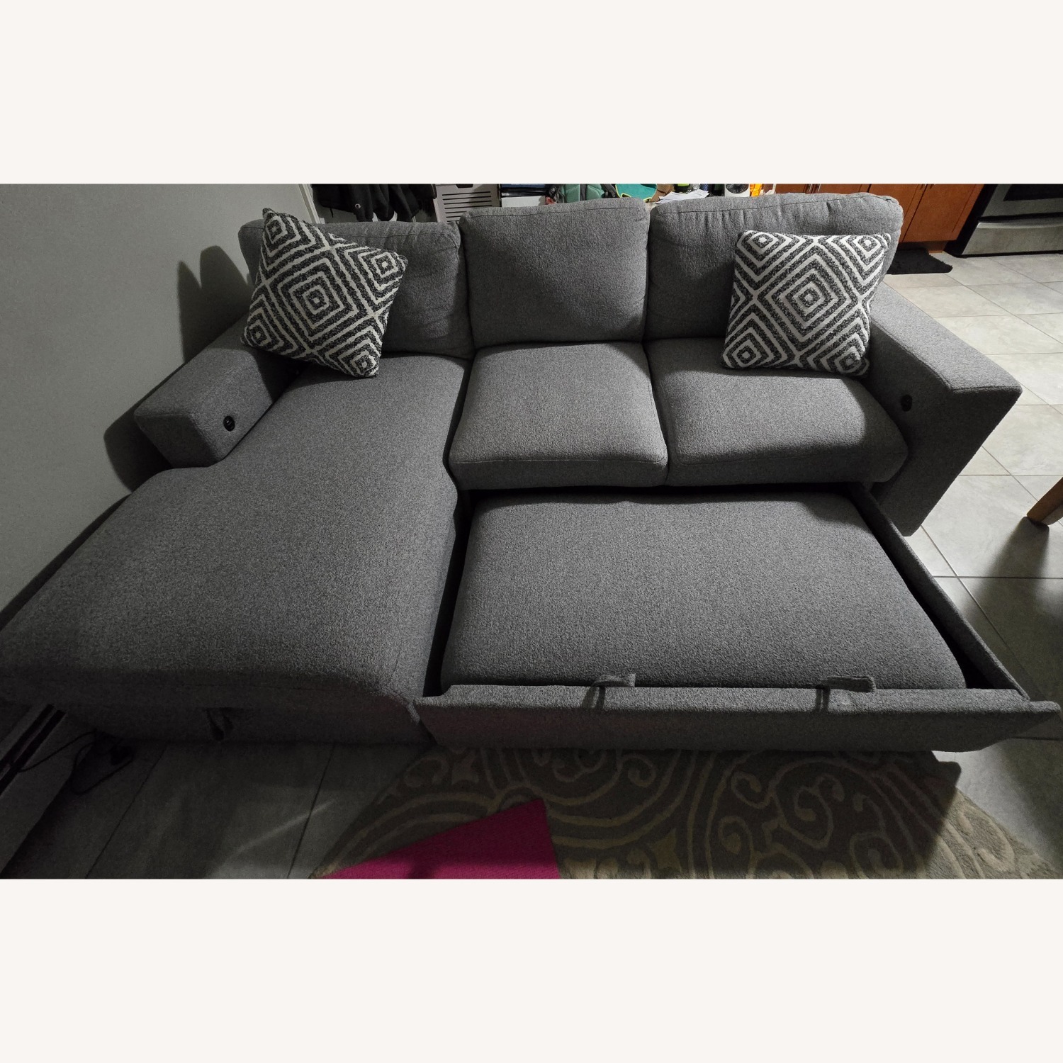 Modern Gray Sectional Sleeper Sofa - image-3
