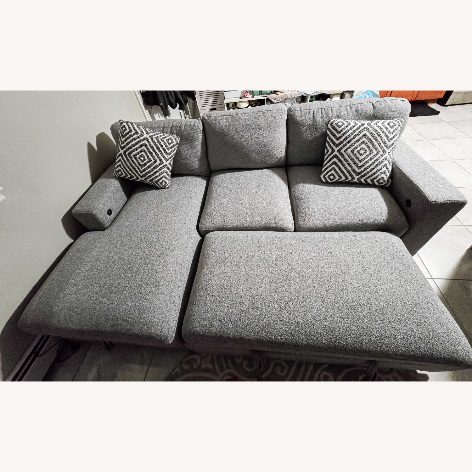 Modern Gray Sectional Sleeper Sofa - image-1