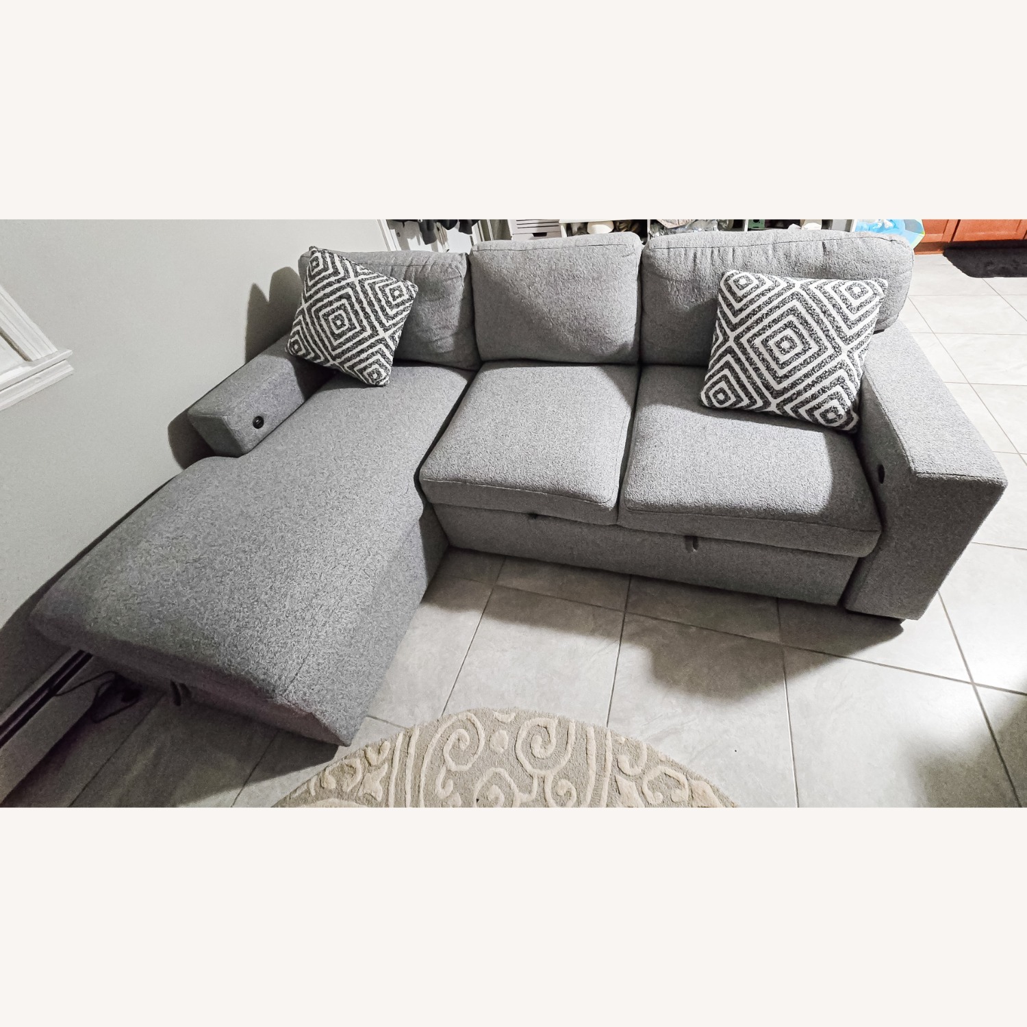 Modern Gray Sectional Sleeper Sofa - image-2