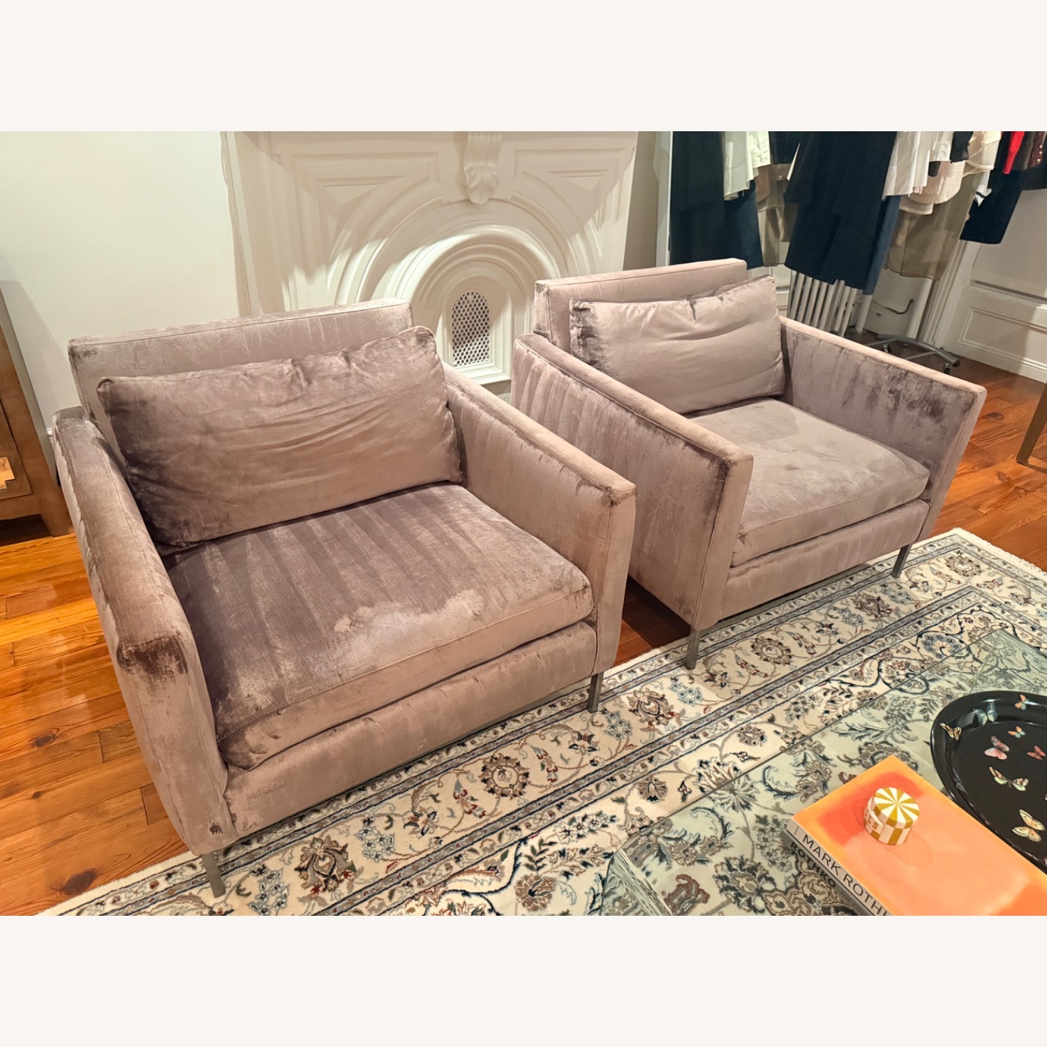 ABC Carpet and Home Cobble Hill Purple Velvet Accent Chairs - image-1