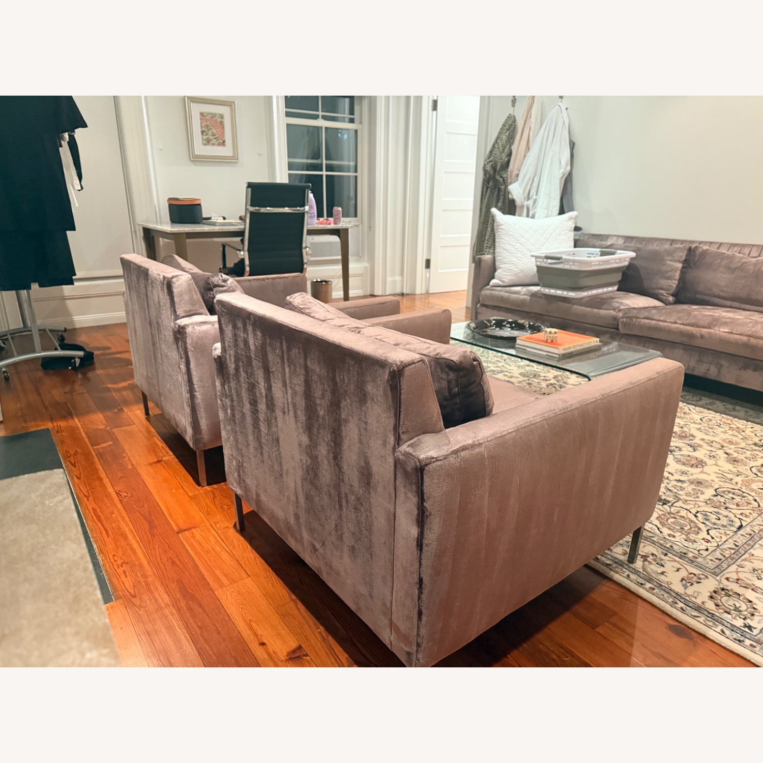 ABC Carpet and Home Cobble Hill Purple Velvet Accent Chairs - image-3